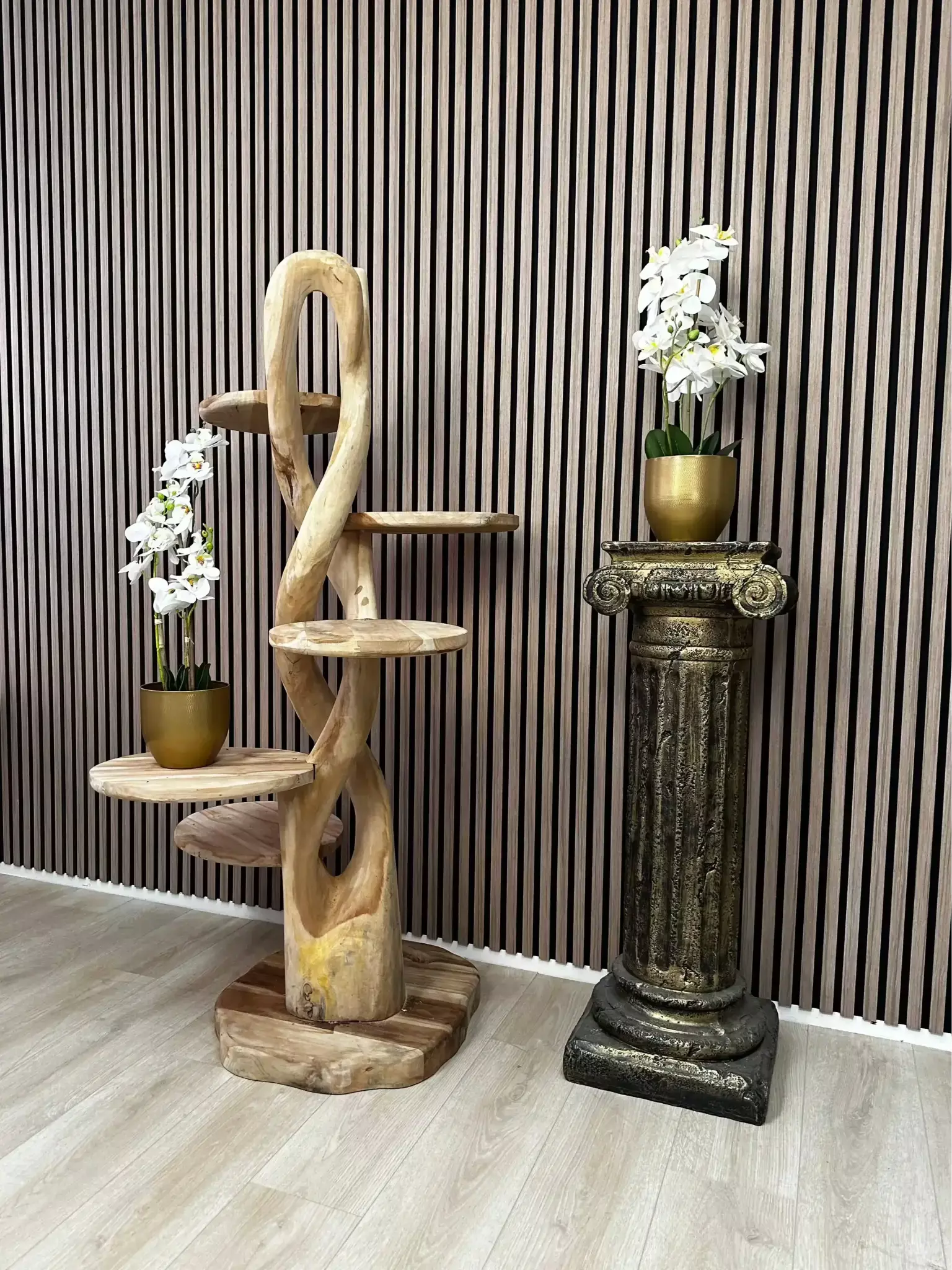 Teak Houten Gedraaide Krabpaal | 155cm Hoog | Handgemaakt - TropiCasa.nl