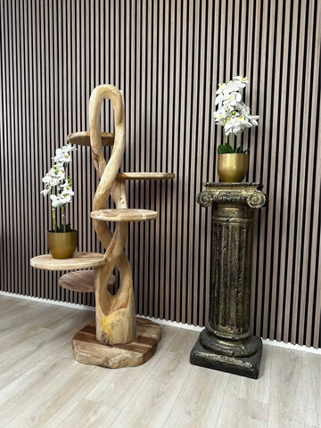 Teak Houten Gedraaide Krabpaal | 155cm Hoog | Handgemaakt - TropiCasa.nl