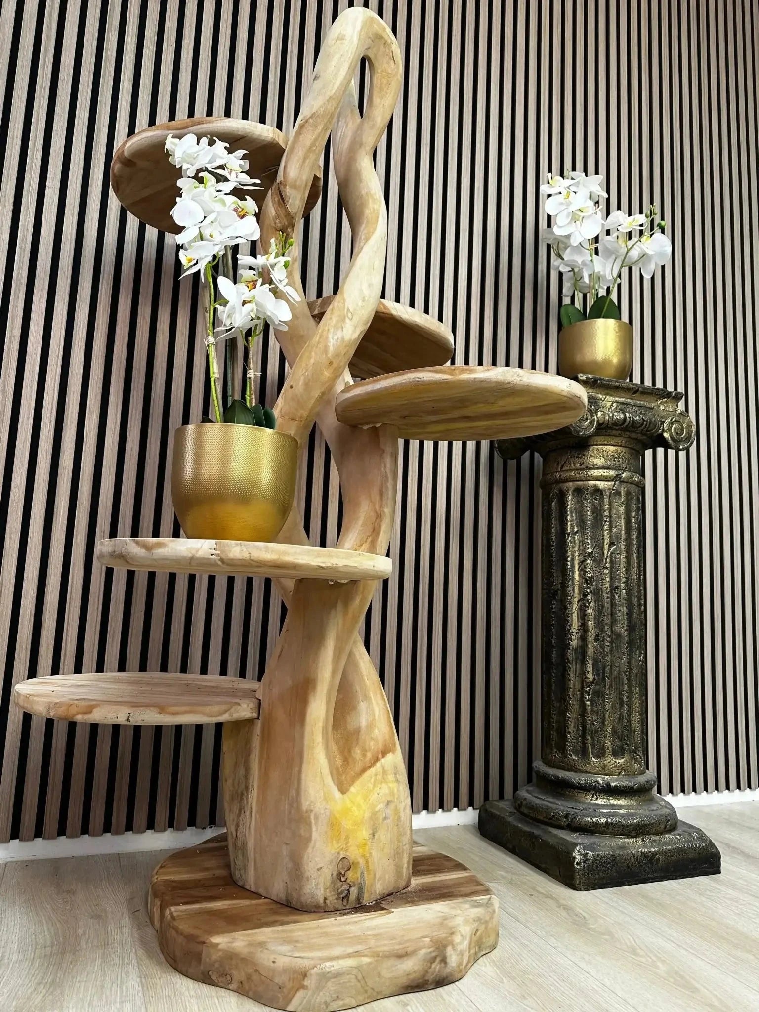 Teak Houten Gedraaide Krabpaal | 155cm Hoog | Handgemaakt - TropiCasa.nl