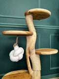 Houten Krabpaal kopen Complete Suar Houten Krabpaal met Krabtouw & Speeltje – 105 cm Hoog | Handgemaakt 